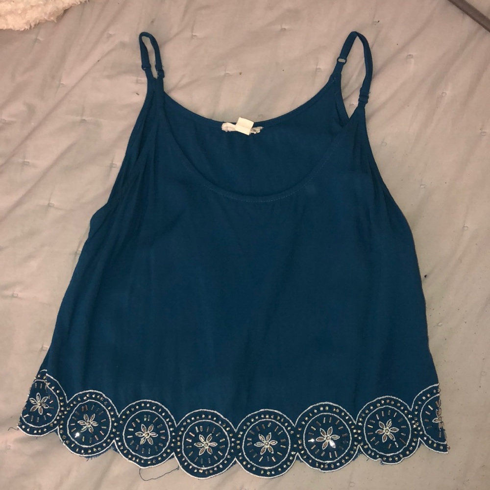 Teal blue crop tank top